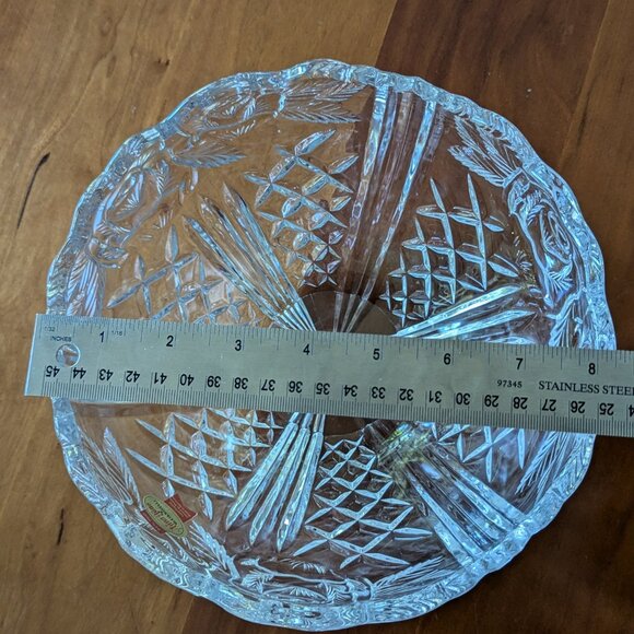 Rare Large Vintage Anna Hutte Bleikirstall Lead Crystal Bowl 8.5 inch with Roses - Picture 2 of 7